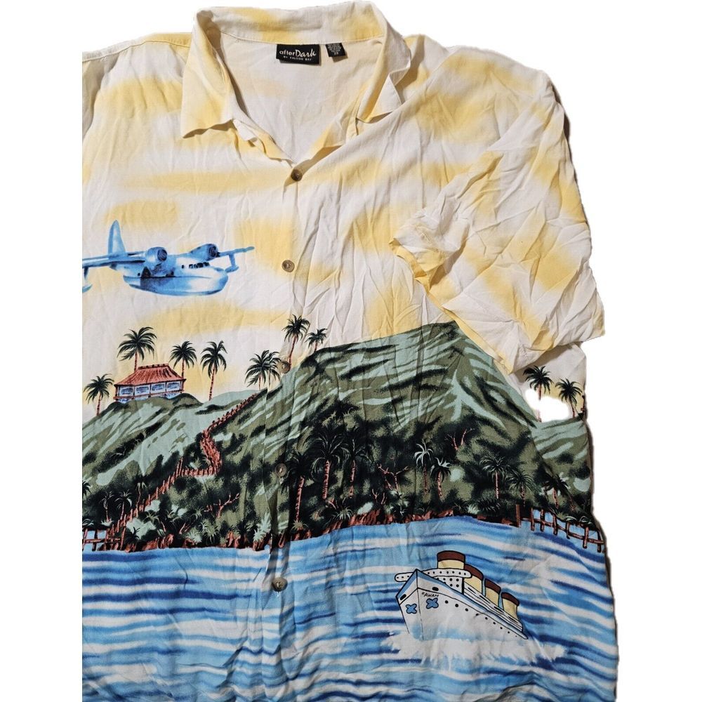 After Dark Falcon Bay Hawaiian Shirt Men's Size 2X Surf Casual Resort Surf‎ Sea